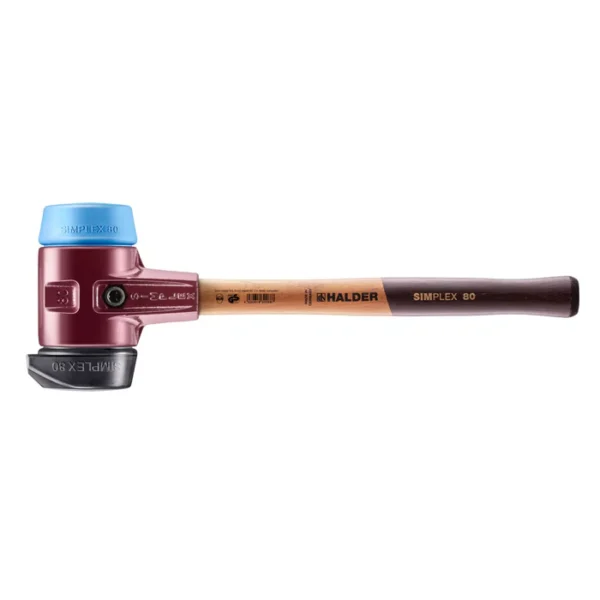 Halder Simplex soft-face mallet cast steel/wood handle 80 Rubber Comp. stand-up/TPE-soft