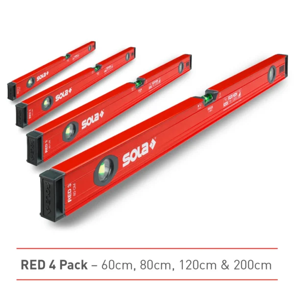 Sola Red Spirit Level 4 PK- 60cm, 80cm, 120cm & 200cm